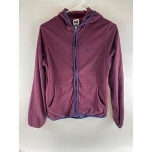 CAT Jacket Women's Size Small Purple Fleece Full Zip Hooded Pocket Embroidered